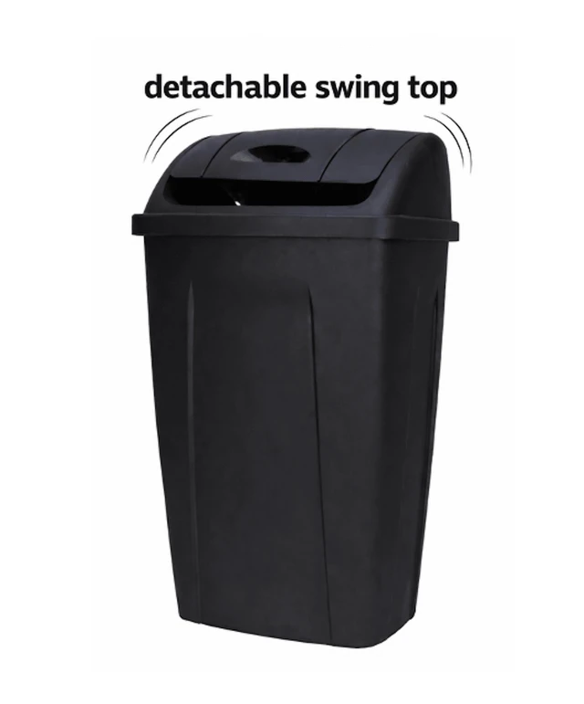 Alt view image 4 of 6 - Mainstays 13Gallon Plastic Kitchen Trash Can with Swing Top Lid, Black