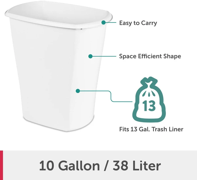 Alt view image 2 of 7 - Sterilite 10 Gallon Large Plastic Kitchen Trash Can, No Lid, White
