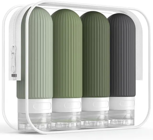 Main image of ME.FAN Travel Bottles for Toiletries, TSA Approved 3oz Silicone Journey Size Containers, Portable Split Bottle for Conditioner, Shampoo, Lotion- 4 Pack Desert Sage