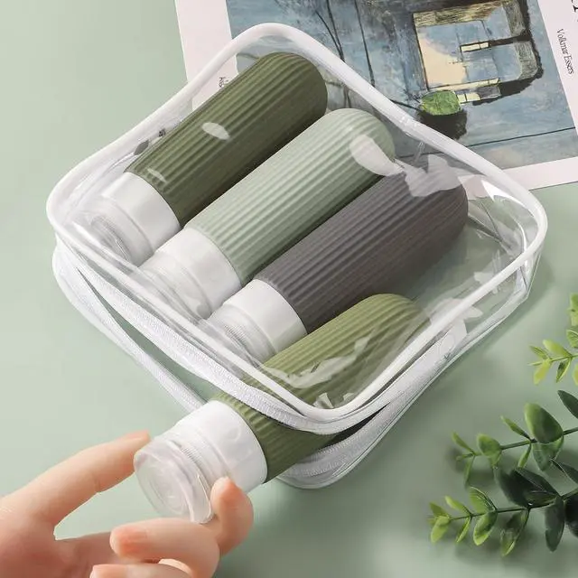 Alt view image 7 of 7 - ME.FAN Travel Bottles for Toiletries, TSA Approved 3oz Silicone Journey Size Containers, Portable Split Bottle for Conditioner, Shampoo, Lotion- 4 Pack Desert Sage