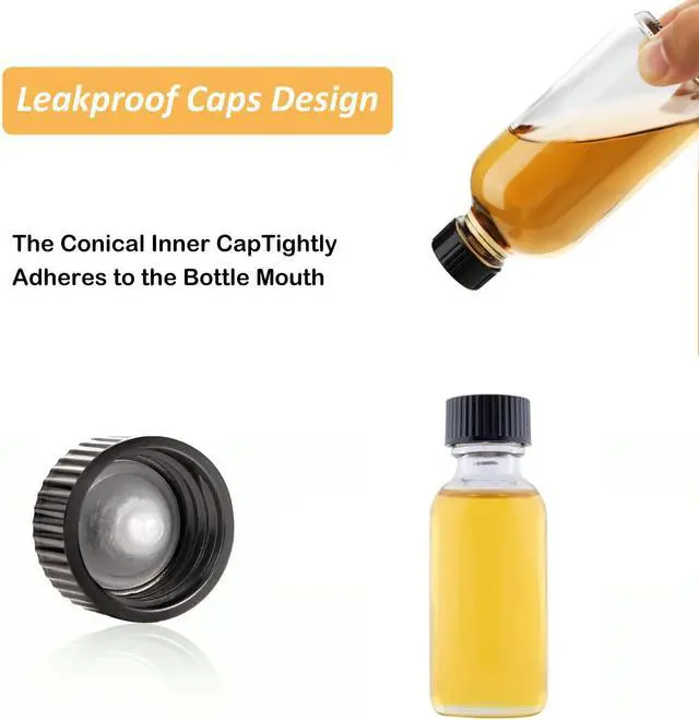Alt view image 4 of 7 - 2oz Small Clear Glass Bottles with Lids - 7 Pack Shot Bottles with Caps for Ginger Shots, Juice, Potion, Liquids, Whiskey - Mini Travel Bottles with Funnels, Stickers and Brush (7Pack-Clear)
