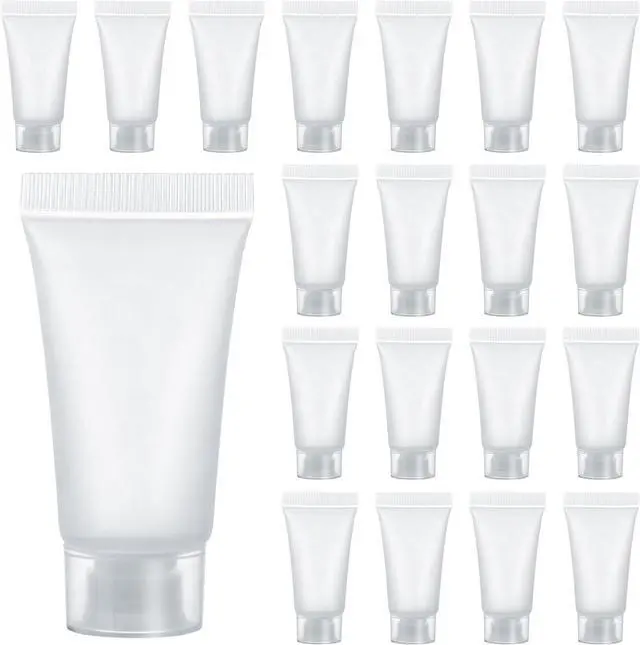 Main image of 5ml Refillable Empty Tubes Bottles 20 Pcs Squeezable Sample Containers Translucent Surface Travel Sample Bottles for Toothpaste, Shampoo, Facial Cleanser, Lotion, Hand Cream
