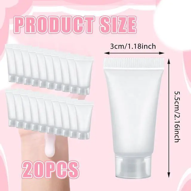 Alt view image 2 of 7 - 5ml Refillable Empty Tubes Bottles 20 Pcs Squeezable Sample Containers Translucent Surface Travel Sample Bottles for Toothpaste, Shampoo, Facial Cleanser, Lotion, Hand Cream