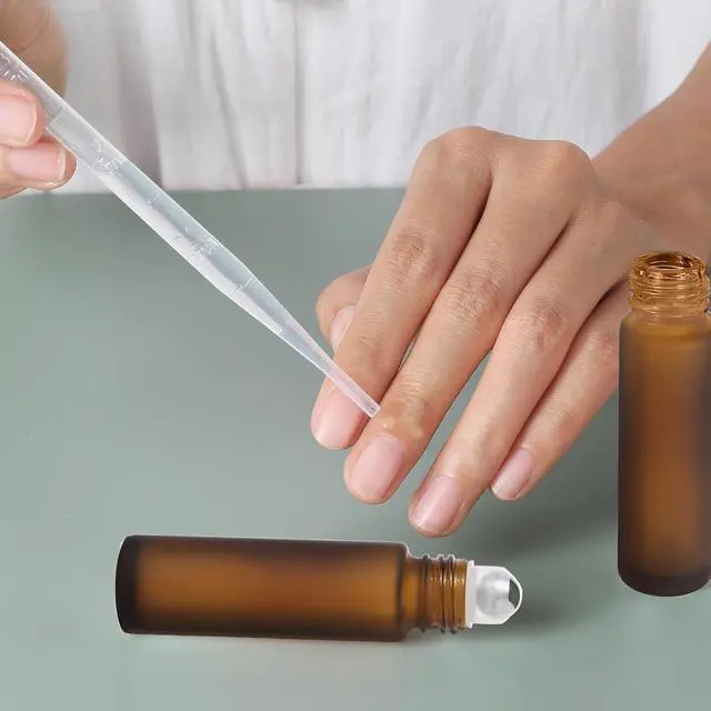 Alt view image 3 of 7 - SESENSE Essential Oil Roller Bottles, 10ml Thick Glass Perfume Roller Bottles with Funnel Opener and Dropper Amber Glass Empty Bottles with Stainless Steel Roller Balls (Amber, 4 Pack)