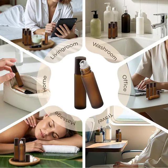 Alt view image 7 of 7 - SESENSE Essential Oil Roller Bottles, 10ml Thick Glass Perfume Roller Bottles with Funnel Opener and Dropper Amber Glass Empty Bottles with Stainless Steel Roller Balls (Amber, 4 Pack)