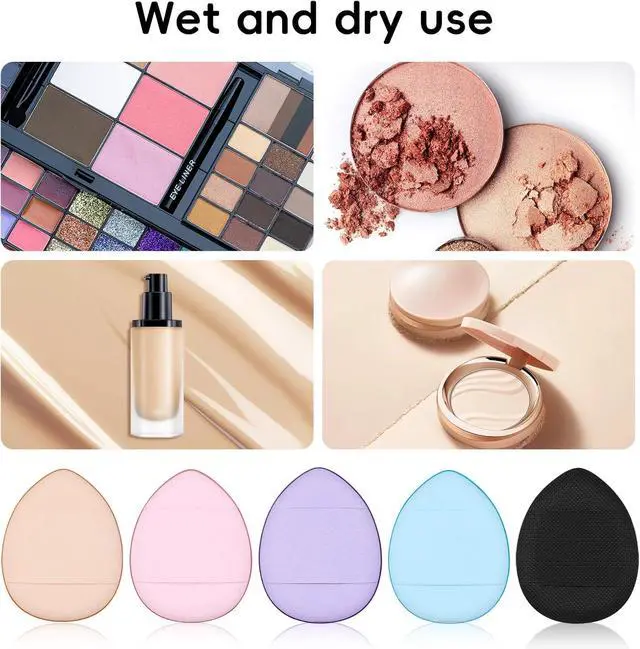 Alt view image 4 of 7 - 30 Pcs Mini Powder Puff & Makeup Sponge Set with Storage Box for Foundation | Dry & wet dual-use soft finger design, fits setting powder, concealer & eyeshadow, portable case for daily and travel use