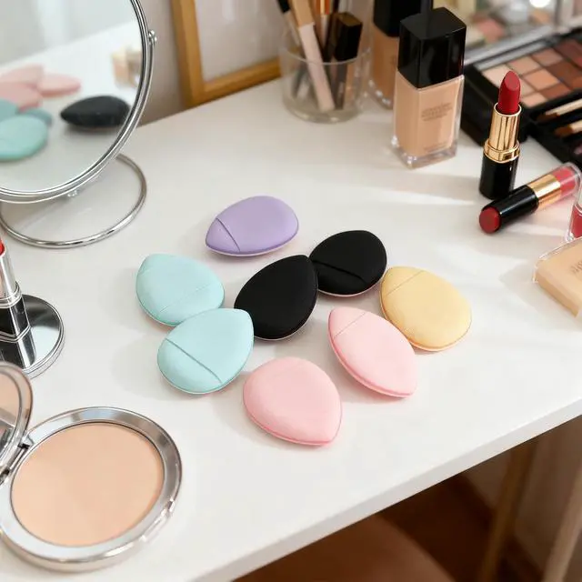 Alt view image 7 of 7 - 30 Pcs Mini Powder Puff & Makeup Sponge Set with Storage Box for Foundation | Dry & wet dual-use soft finger design, fits setting powder, concealer & eyeshadow, portable case for daily and travel use