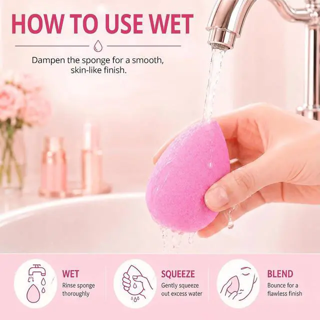 Alt view image 5 of 7 - BEAKEY Makeup Sponge Set of 6, Super Soft Beauty Sponges for Foundation | for Liquid, Cream & Powder Application, Pink Blender for Flawless Blending, 0 Latex Vegan & Cruelty-Free, Reusable