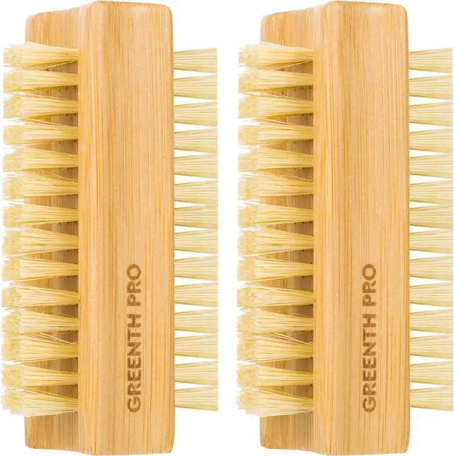 Main image of GREENTH PRO Bamboo Nail Brush2PCS Two-side Firm Nature Wooden Sisal Scrub Brush for Toes and Nails,Cleaning Nail Brush