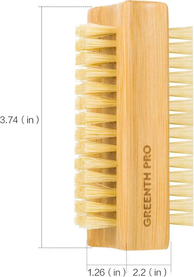 Alt view image 2 of 6 - GREENTH PRO Bamboo Nail Brush2PCS Two-side Firm Nature Wooden Sisal Scrub Brush for Toes and Nails,Cleaning Nail Brush