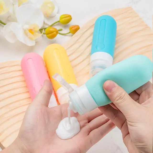 Alt view image 5 of 6 - 16pack Travel Bottles for Toiletries, TSA Approved LeakProof Squeezable Silicone Toiletry Containers for Shampoo, Conditioner, 3oz Portable Refillable Traveling Size Liquid Containers (16Pcs/Purple