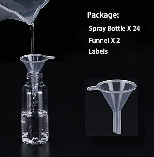 Alt view image 2 of 3 - Spray Bottles, 24 Pack 50 Milliliter 2 Ounce Clear Empty Fine Mist Plastic Mini Travel Bottle Set, Small Refillable Liquid Containers