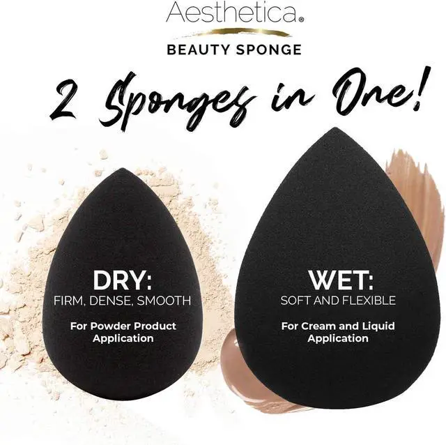 Alt view image 3 of 5 - Aesthetica Beauty Sponge Blender, Latex Free & Vegan Makeup Sponge Blender | Aesthetica Cosmetics Beauty Sponge Blender For Powder, Cream or Liquid Application - One Piece Make Up Sponge (2 PACK)