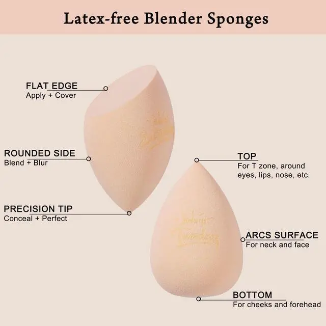 Alt view image 3 of 7 - Real Perfection Makeup Sponge Set Blender Sponges, Latex-Free Beauty Makeup Sponges 7 pcs with 1 Travel Container Case for Blending Foundation Liquid Cream and Powder (Beige)