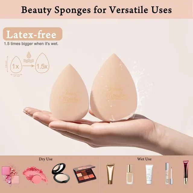 Alt view image 5 of 7 - Real Perfection Makeup Sponge Set Blender Sponges, Latex-Free Beauty Makeup Sponges 7 pcs with 1 Travel Container Case for Blending Foundation Liquid Cream and Powder (Beige)