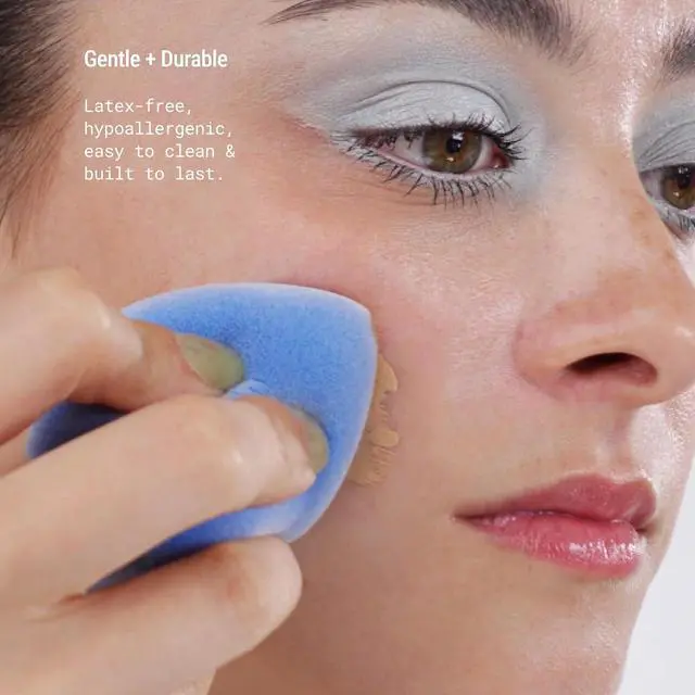 Alt view image 6 of 7 - JUNO & Co. Microfiber Makeup Sponge, Dual Layer Technology for Full Coverage Flawless Makeup Blender for Foundation, Powder and Cream (Velvet Style and Blue Color)