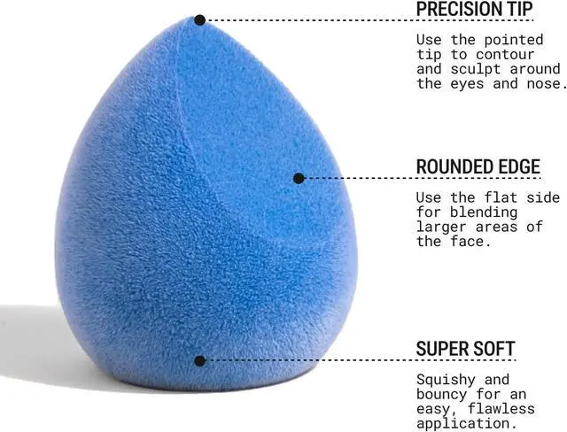 Alt view image 4 of 7 - JUNO & Co. Microfiber Makeup Sponge, Dual Layer Technology for Full Coverage Flawless Makeup Blender for Foundation, Powder and Cream (Velvet Style and Blue Color)