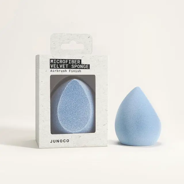 Alt view image 2 of 7 - JUNO & Co. Microfiber Makeup Sponge, Dual Layer Technology for Full Coverage Flawless Makeup Blender for Foundation, Powder and Cream (Velvet Style and Blue Color)