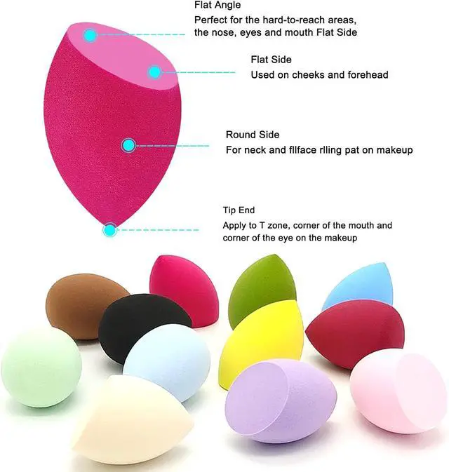Alt view image 4 of 7 - 12 Pieces Professional Makeup Sponge Set,Latex Free Flawless Soft Setting Face Puffs,Multicolor Beauty Sponge Blender Cosmetic Applicator for Powder,Liquid,Facial Makeup Tools