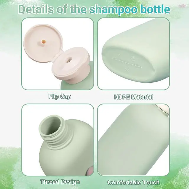 Alt view image 3 of 7 - 8.8 oz Plastic Travel Shampoo Bottles, Empty Plastic Squeeze Bottles with Flip Cap for Toiletries, Leakage-proof Travel Shampoo and Conditioner Bottles