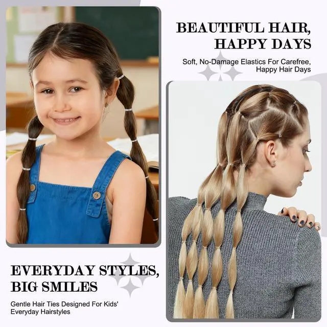 Alt view image 7 of 7 - 2000pcs Clear Hair Elastics, Hair Ties for Women & Girls | Soft clear rubber bands for hair. Stretchable, no-snag and durable for braids, ponytails, hairstyles and everyday wear