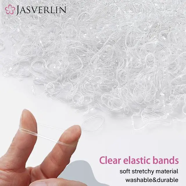 Alt view image 5 of 7 - JASVERLIN Clear Hair Elastics, 2000 Pcs Small, Medium, Large Rubber Bands | 15mm, 30mm, 38mm Multi Sizes, Snag-free Ponytail Holders for Teens Women, Secure Hairstyle All Day, Soft Stretchy Material