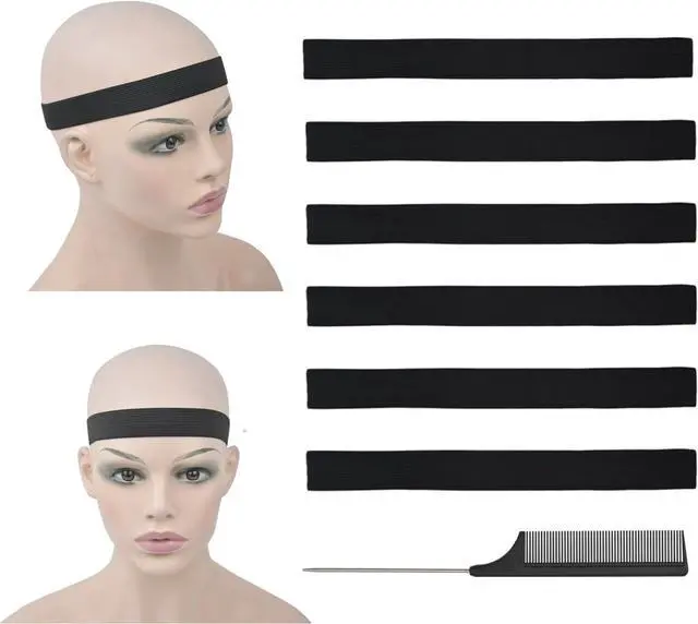 Main image of 6 Pcs Elastic Band Lace Melting Bands Adjustable Wig Headbands for Lace Frontal Laying (Width 1 Inch)