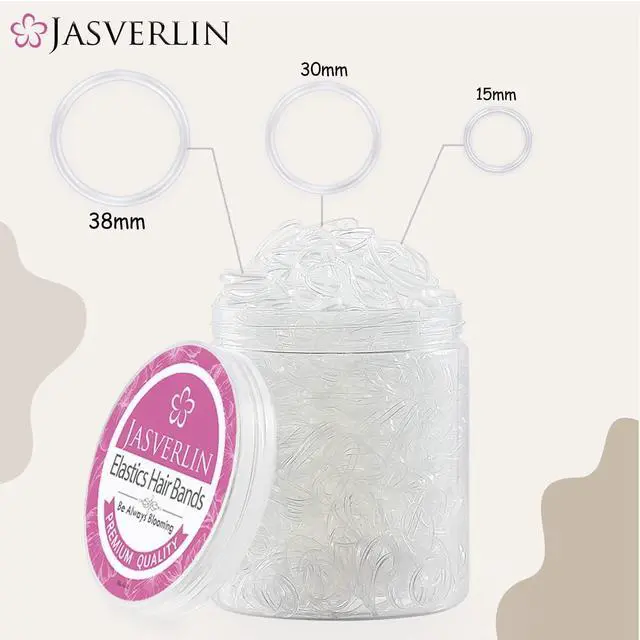 Alt view image 4 of 7 - JASVERLIN Clear Hair Elastics, 2000 Pcs Small, Medium, Large Rubber Bands | 15mm, 30mm, 38mm Multi Sizes, Snag-free Ponytail Holders for Teens Women, Secure Hairstyle All Day, Soft Stretchy Material