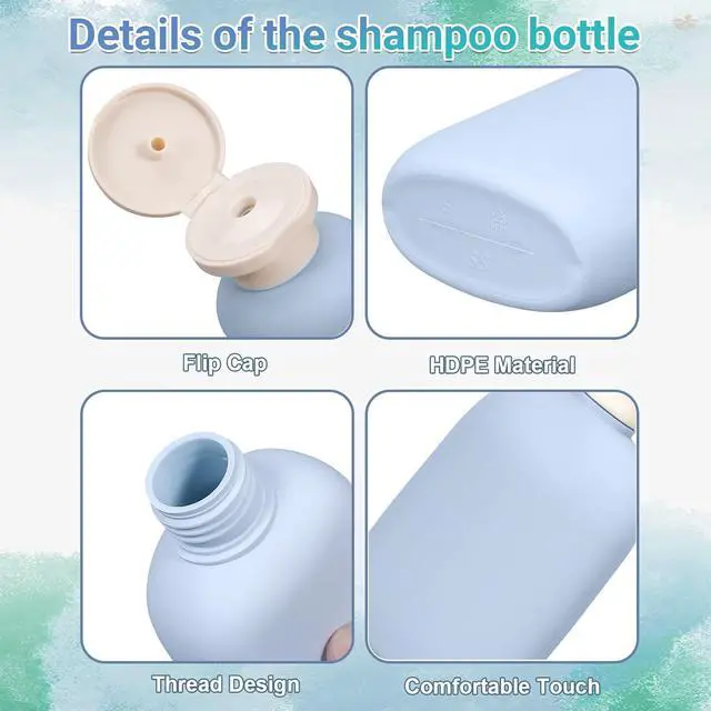 Alt view image 5 of 7 - 8.8 oz Plastic Travel Shampoo Bottles, Empty Plastic Squeeze Bottles with Flip Cap for Toiletries, Leakage-proof Travel Shampoo and Conditioner Bottles