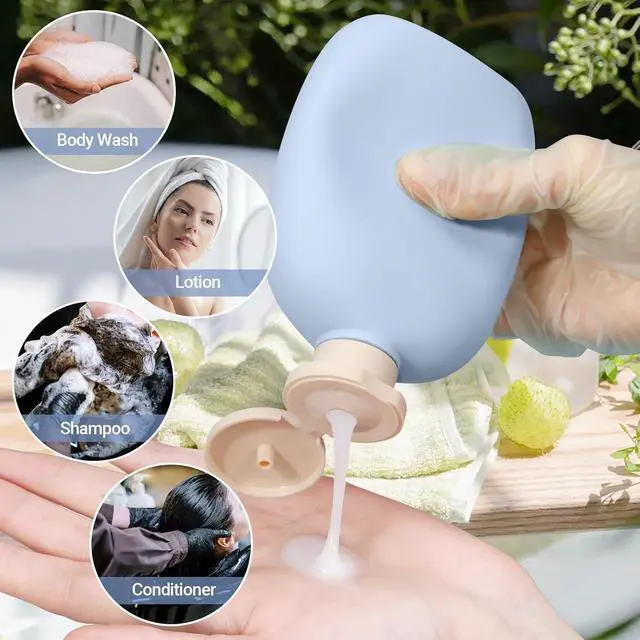 Alt view image 4 of 7 - 8.8 oz Plastic Travel Shampoo Bottles, Empty Plastic Squeeze Bottles with Flip Cap for Toiletries, Leakage-proof Travel Shampoo and Conditioner Bottles