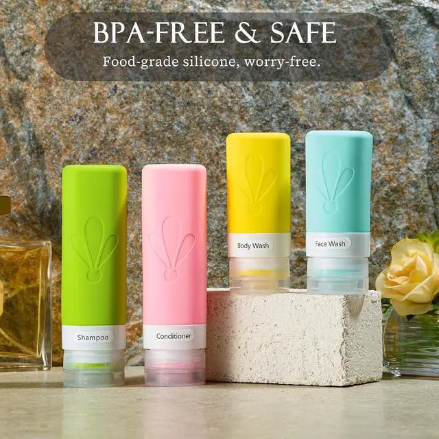 Alt view image 6 of 7 - INSFIT 17 Pack Travel Bottles for Toiletries, TSA Approved 3oz 2oz Travel Size Toiletries, BPA Free Leak Proof Squeezable Silicone Tubes Travel Essentials for Shampoo Conditioner Lotion Soap