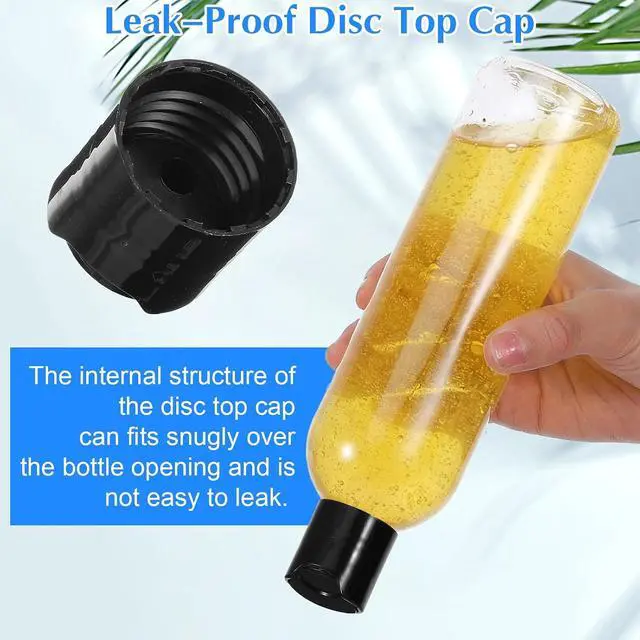 Alt view image 5 of 7 - 3 Pack 14 oz Clear Plastic Empty Bottles with Black Disc Top Caps Refillable Squeezable Trave Containers for Shampoo, Lotions, Creams