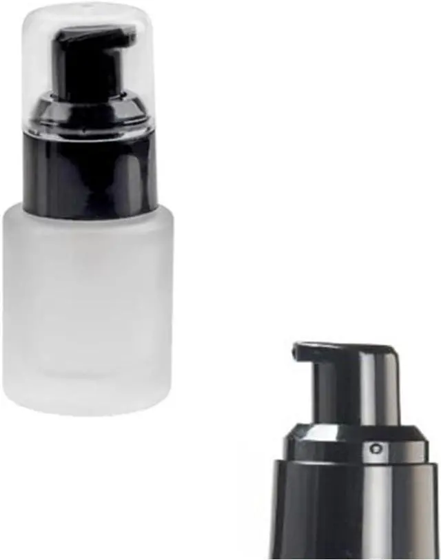 Alt view image 3 of 7 - 30ml 1OZ Frosted Glass Pump Bottles With Press Pump, Travel Size Refillable Empty Liquid Foundation Container Dispenser Storage Bottles for Cosmetic Lotion Essence Emulsion Sample (2 Pack)