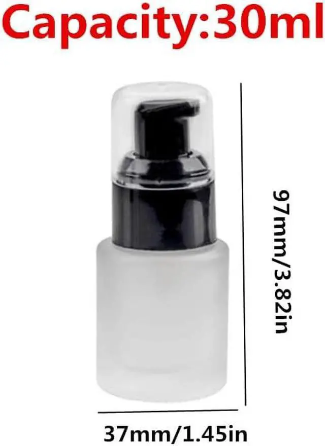 Alt view image 2 of 7 - 30ml 1OZ Frosted Glass Pump Bottles With Press Pump, Travel Size Refillable Empty Liquid Foundation Container Dispenser Storage Bottles for Cosmetic Lotion Essence Emulsion Sample (2 Pack)
