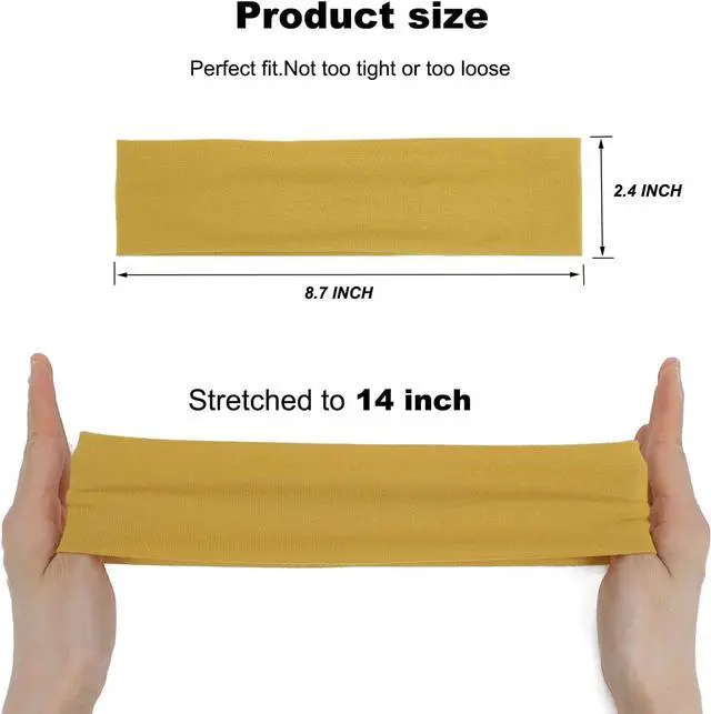 Alt view image 2 of 7 - 9Pcs Headbands for Women Non Slip, Soft Elastic Hair Bands for Women's Hair | Cotton Cloth Stretchy Sweat Bands, Fashion Headband for Sports, Makeup, Running, Yoga, Workout (9Colors-A)