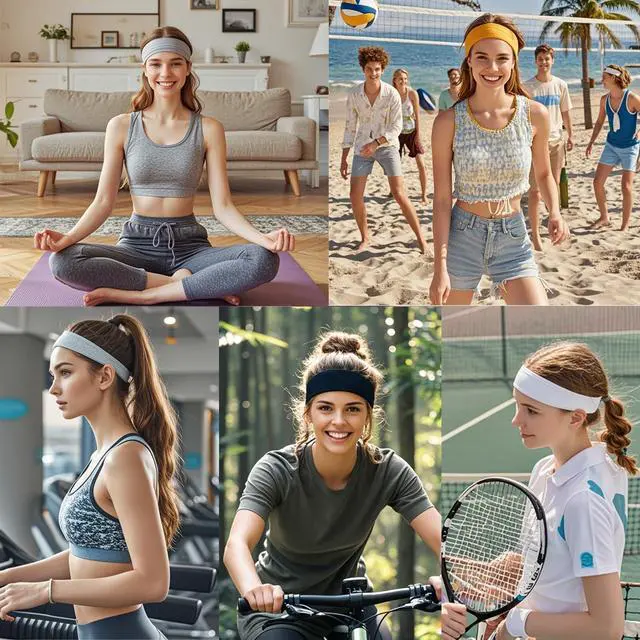 Alt view image 7 of 7 - 9Pcs Headbands for Women Non Slip, Soft Elastic Hair Bands for Women's Hair | Cotton Cloth Stretchy Sweat Bands, Fashion Headband for Sports, Makeup, Running, Yoga, Workout (9Colors-A)