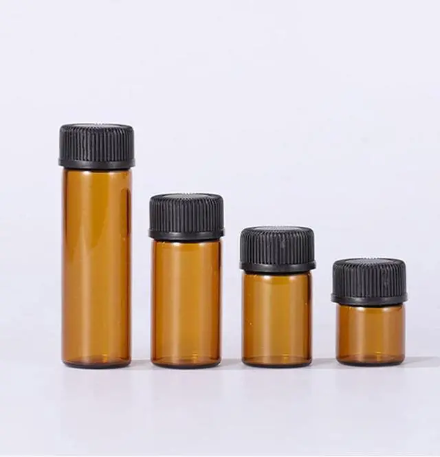 Alt view image 2 of 5 - 50Pack Set 2ML Amber Glass Bottle with Orifice Reducer and Cap Small Essential Oil Vials (2ML)