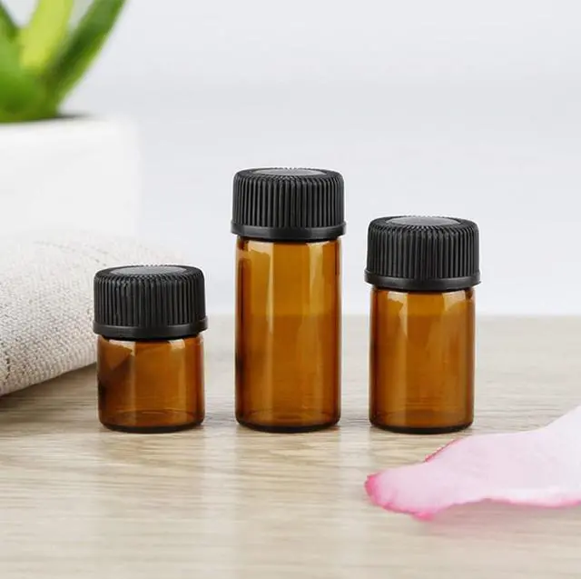 Alt view image 3 of 5 - 50Pack Set 2ML Amber Glass Bottle with Orifice Reducer and Cap Small Essential Oil Vials (2ML)