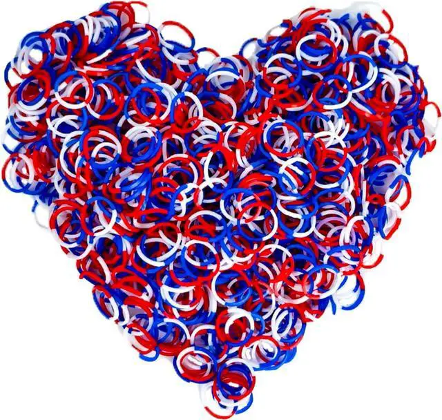 Main image of Loom Rubber Band Refill, White & Red & Dark Blue 900 Pcs. | Children's Hair Ties, Elastic, Colorful Colors, DIY Activities, Friendship Bracelet.