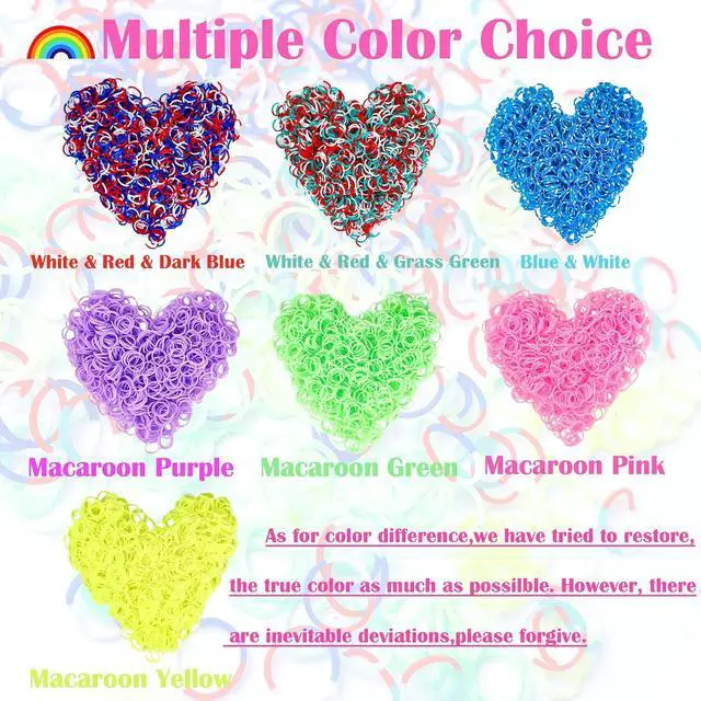 Alt view image 2 of 7 - Loom Rubber Band Refill, White & Red & Dark Blue 900 Pcs. | Children's Hair Ties, Elastic, Colorful Colors, DIY Activities, Friendship Bracelet.