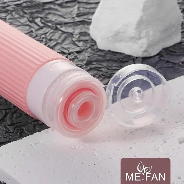 Alt view image 3 of 7 - ME.FAN Travel Bottles for Toiletries, TSA Approved 3oz Silicone Journey Size Containers, Portable Split Bottle for Conditioner, Shampoo, Lotion- 4 Pack Pink