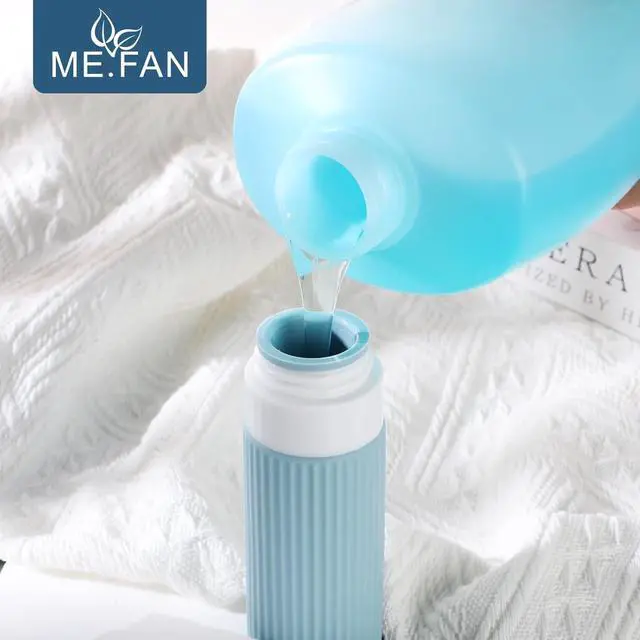 Alt view image 4 of 7 - ME.FAN Travel Bottles for Toiletries, TSA Approved 3oz Silicone Journey Size Containers, Portable Split Bottle for Conditioner, Shampoo, Lotion- 4 Pack Pink