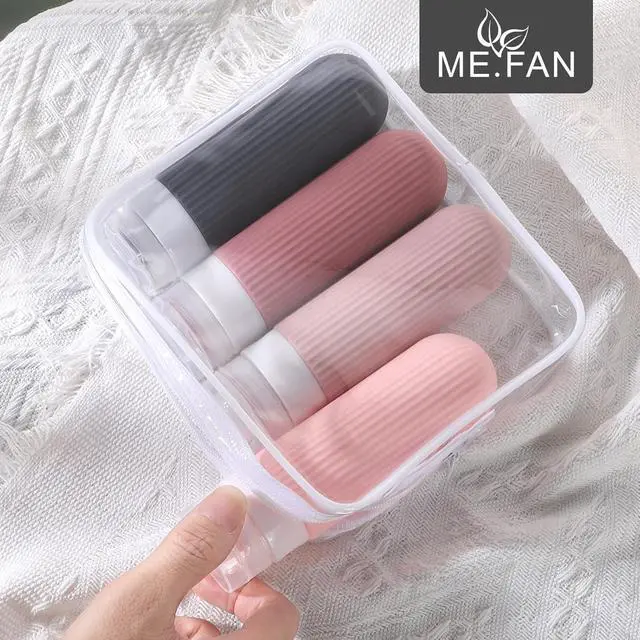 Alt view image 2 of 7 - ME.FAN Travel Bottles for Toiletries, TSA Approved 3oz Silicone Journey Size Containers, Portable Split Bottle for Conditioner, Shampoo, Lotion- 4 Pack Pink