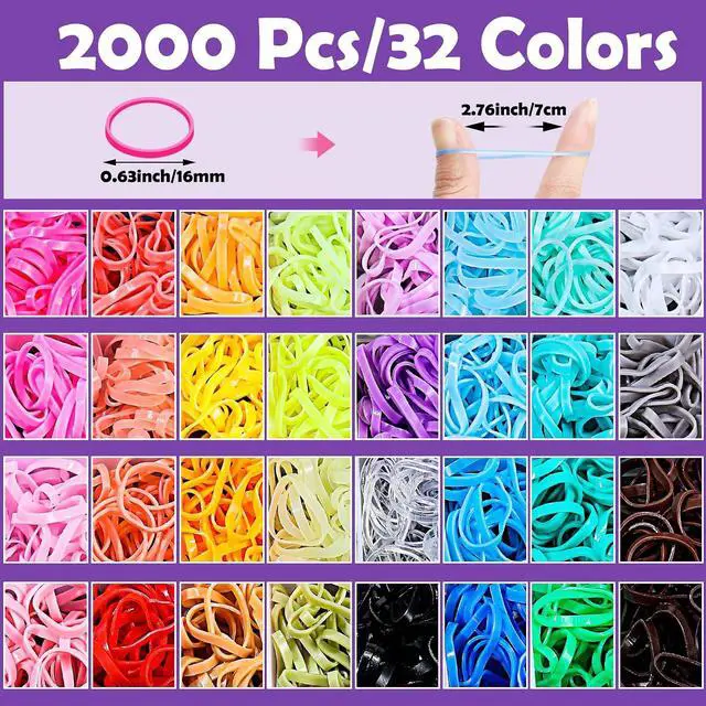 Alt view image 3 of 7 - Auroray 32 Colors Small Hair Rubber Bands with 16 Styling Tools, 2000 Pcs Elastic Girl Baby Hair Ties, Mini Bands with Elastic Cutter, Hair Accessories Xmas Stuff for Girls Baby Toddlers Kids