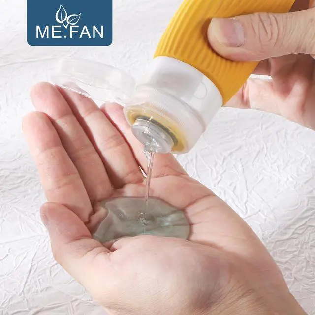 Alt view image 5 of 7 - ME.FAN Travel Bottles for Toiletries, TSA Approved 3oz Silicone Journey Size Containers, Portable Split Bottle for Conditioner, Shampoo, Lotion- 4 Pack Pink