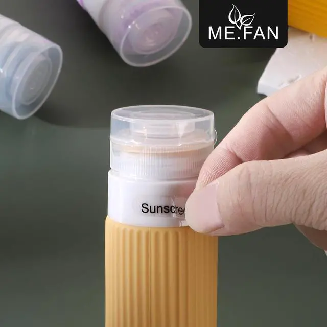 Alt view image 6 of 7 - ME.FAN Travel Bottles for Toiletries, TSA Approved 3oz Silicone Journey Size Containers, Portable Split Bottle for Conditioner, Shampoo, Lotion- 4 Pack Pink