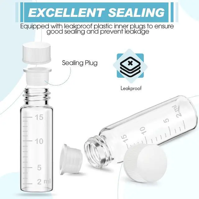 Alt view image 3 of 6 - Baderke 4 Pcs Liquid Medicine Travel Container, Clear,15ml | Scale Glass Liquid Container, Leak-proof, Small Single Dose Medicine Bottle, Dispenser and Leak-proof Plug, Travel Essentials