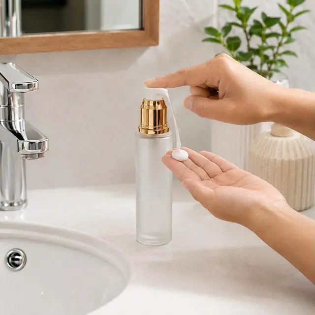 Alt view image 6 of 6 - 3Pcs Frosted Glass Lotion Pump Bottles Refillable Comestic Bottles Empty Travel Containers 60ml/20z with Pump Dispensers For Makeup Cream Emulsion Lotion Essential Oils