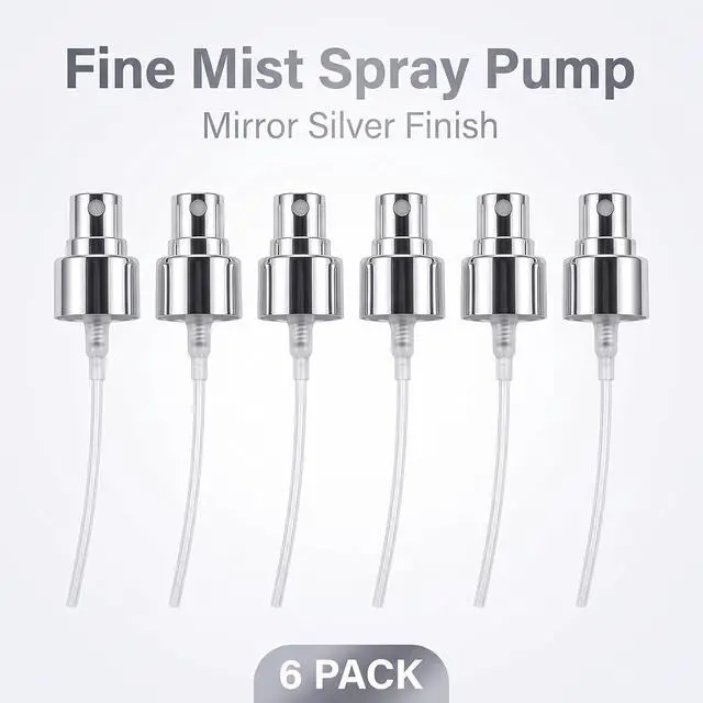 Alt view image 2 of 7 - 6 Pcs Silver Aluminum Essential Oil Perfume Spray Tops Fine Mist Pump Sprayer Tops Replacement with Tube for Cosmetic Spray Bottle