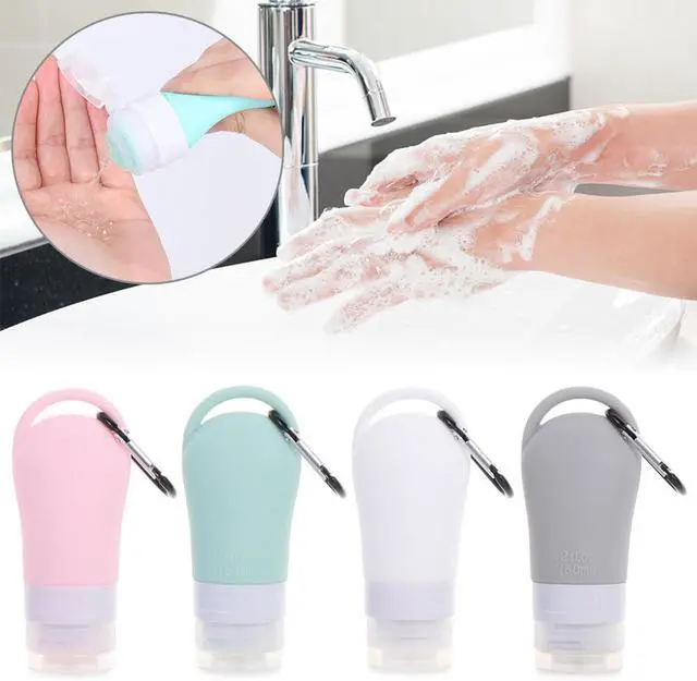Alt view image 2 of 7 - HomeSoGood 3Pcs Leakproof Silicone Refillable Squeezable Travel Tube with Keychain Hook for Cosmetic Toiletry Shampoo Sub-bottling Travel Bottle(60ml)